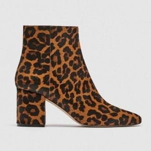 Zara Leopard Print Boots size 8 1/2
